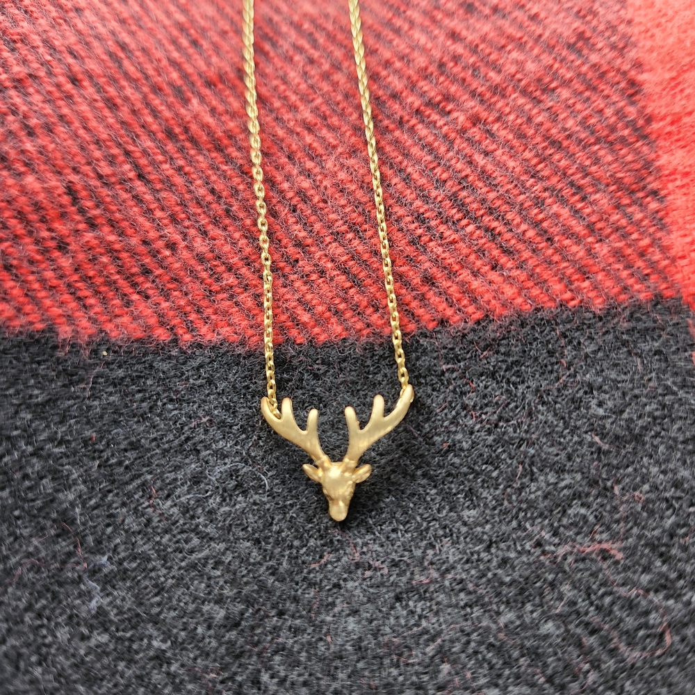 Gold Deer Pendant Necklace